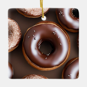 Ornement En Céramique Donuts au chocolat avec arrosage Noël