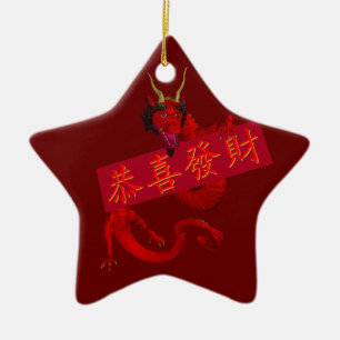 Ornement En Céramique Douce Dragon Rouge Chinois