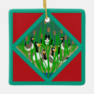 Ornement En Céramique Douze jours de Noël avec Chat 6e jour