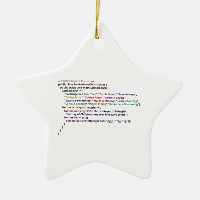 Ornement En Céramique Douze jours de Noël dans Java et python (Devant)