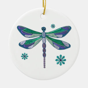 Ornement En Céramique Dragonfly Elegant Jewel Folk Art