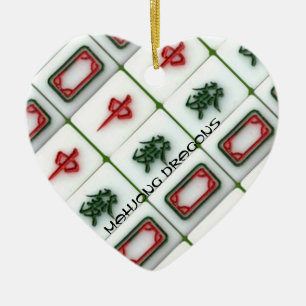 Ornement En Céramique Dragons de Mahjong