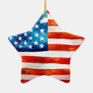 Ornement En Céramique Drapeau américain patriotique USA 4 juillet Défilé