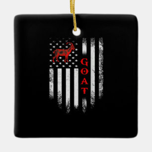 Ornement En Céramique Drapeau américain vintage chèvre