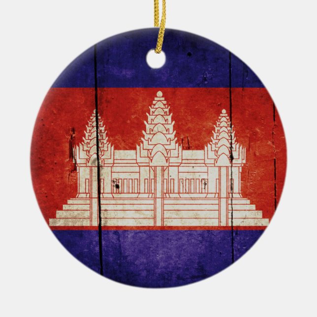 Ornement En Céramique Drapeau cambodgien; Cambodge; Khmer (Devant)