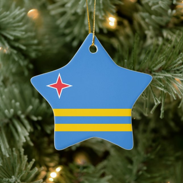 Ornement En Céramique Drapeau d'Aruba (Arbre)
