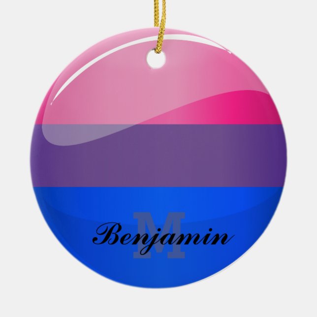 Ornement En Céramique Drapeau de bisexualité ronde brillante (Devant)