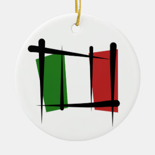 Ornement En Céramique Drapeau de brosse de l'Italie