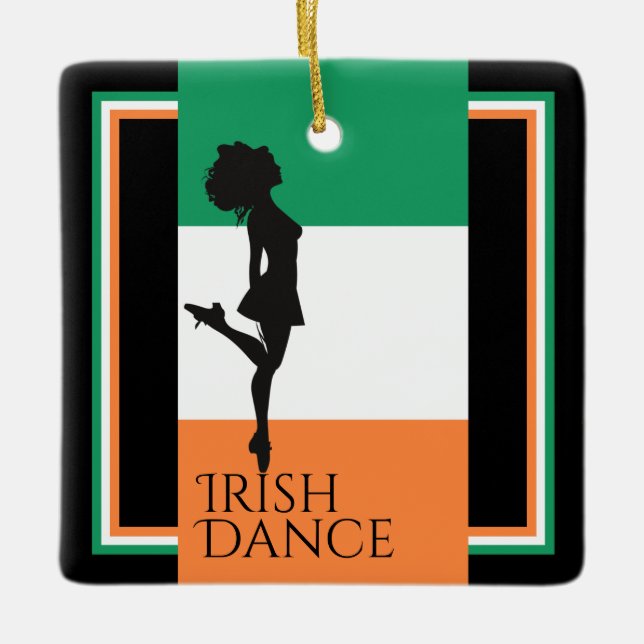Ornement En Céramique Drapeau de danse irlandaise personnalisé Noël irla (Devant)