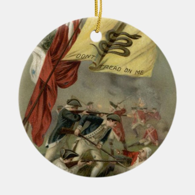 Ornement En Céramique Drapeau de Gadsden Guerre d'indépendance de Bunker (Devant)