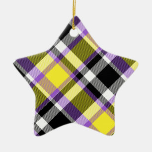 Ornement En Céramique Drapeau de la Fierté Plaid Non binaire Boho Eclect