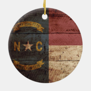 Ornement En Céramique Drapeau de l'État de Caroline du Nord sur un ancie