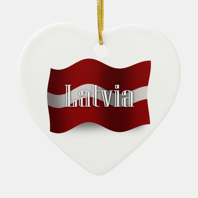 Ornement En Céramique Drapeau de ondulation de la Lettonie (Devant)