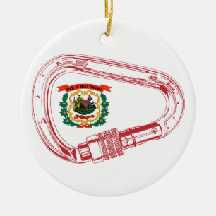 Ornement En Céramique Drapeau de Virginie-Occidentale Escalade carabiner