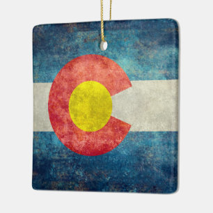 Ornement En Céramique Drapeau d'état du Colorado avec le rétro regard
