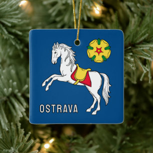 Ornement En Céramique Drapeau d'Ostrava, République tchèque
