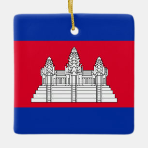 Ornement En Céramique Drapeau du Cambodge
