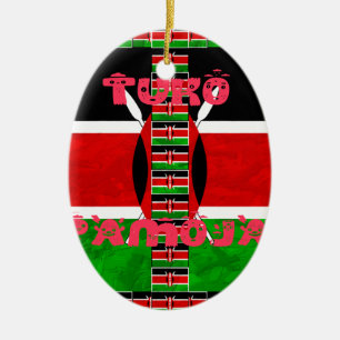 Ornement En Céramique Drapeau du Kenya : Tuko Pamoja - Design d'art de l