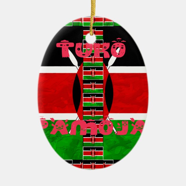 Ornement En Céramique Drapeau du Kenya : Tuko Pamoja - Design d'art de l (Devant)