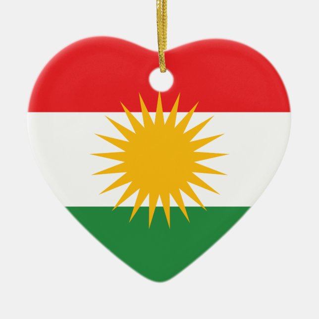 Ornement En Céramique Drapeau du Kurdistan ; Kurde ; Kurde (Devant)