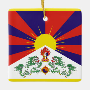 Ornement En Céramique Drapeau du Tibet libre