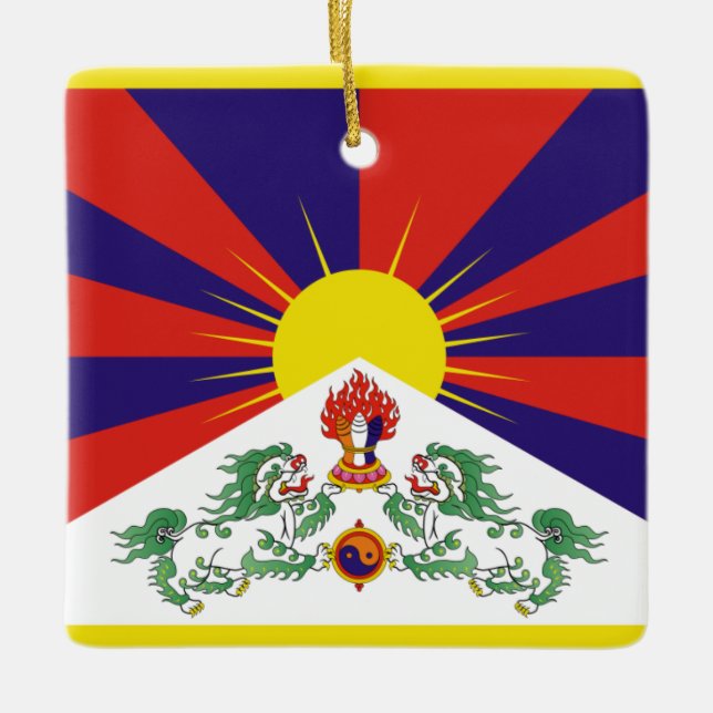 Ornement En Céramique Drapeau du Tibet libre (Devant)