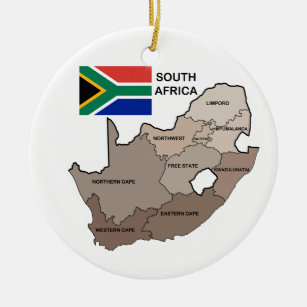 Ornement En Céramique Drapeau et carte de l'Afrique du Sud