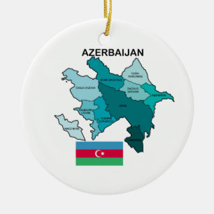 Ornement En Céramique Drapeau et carte de l'Azerbaïdjan
