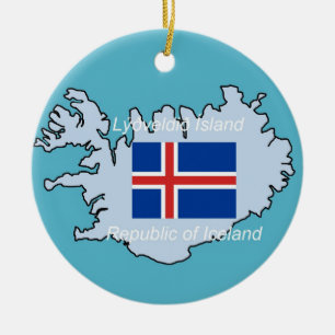 Ornement En Céramique Drapeau et carte de l'Islande