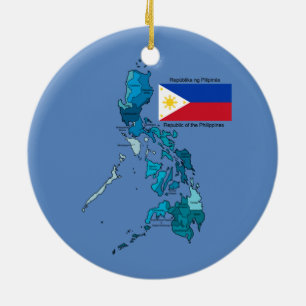 Ornement En Céramique Drapeau et carte des Philippines