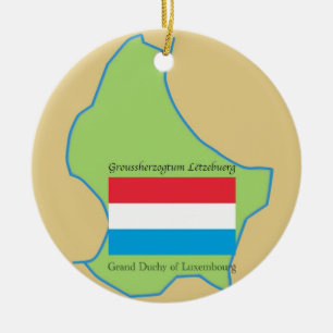 Ornement En Céramique Drapeau et carte du Luxembourg