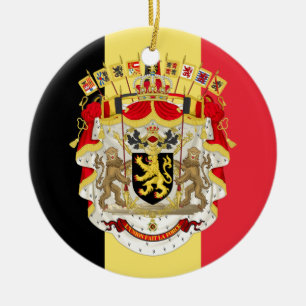 Ornement En Céramique Drapeau et certificat d'authenticité de la Belgiq