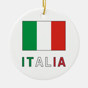 Ornement En Céramique Drapeau et mot Italia