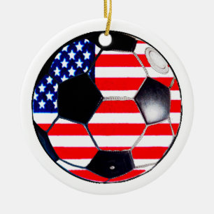 Ornement En Céramique Drapeau Etats-Unis de ballon de football les