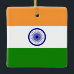 Ornement En Céramique Drapeau indien<br><div class="desc">Produits World Flag personnalisables - N'hésitez pas à ajouter votre propre texte.</div>