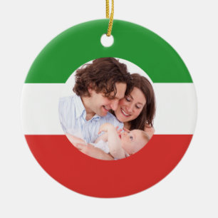 Ornement En Céramique Drapeau Italien-Américain de Noël de photo de