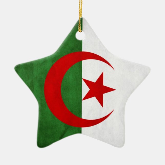 Ornement En Céramique Drapeau national Grunge Algérie (Devant)