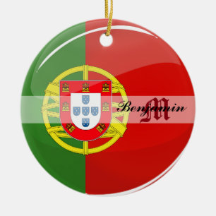 Ornement En Céramique Drapeau portugais rond