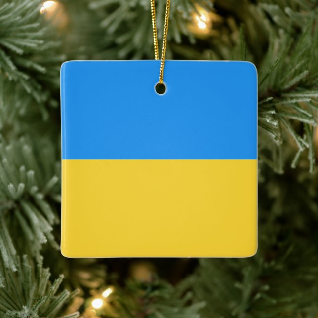 Ornement En Céramique Drapeau ukrainien (Arbre)