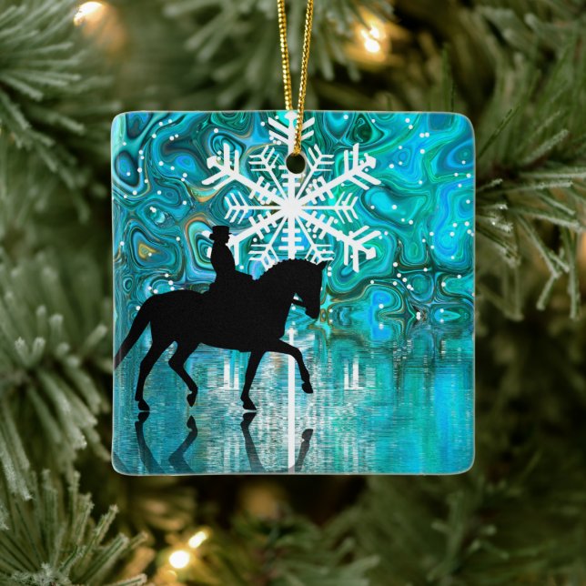 Ornement En Céramique Dressage personnalisé Cheval Snowflake Noël (Arbre)