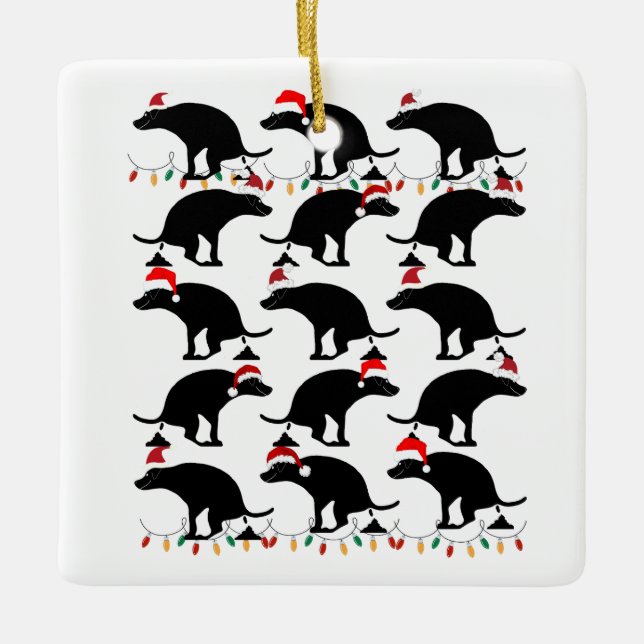 Ornement En Céramique Drôle Chien foutu de Noël (Devant)