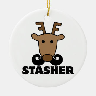 Ornement En Céramique drôle dasher stasher mustache rennes