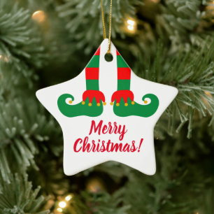 Ornement En Céramique Drôle de cadeau d'ornement d'arbre de Noël de pied