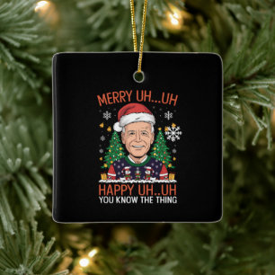 Ornement En Céramique Drôle de Père Noël Joe Biden Joyeux Euh Euh Noël L