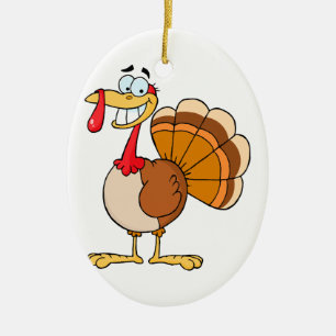 Ornement En Céramique drôle grinning happy turkey caricature