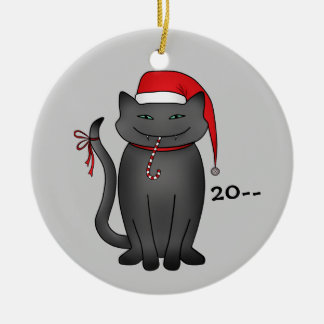 Ornement En Céramique Drôle gris chitty de Noël