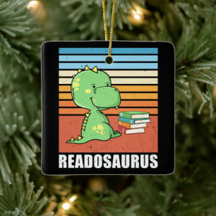 Ornement En Céramique Drôle Livre Readosaurus Dinosaur Lecture Dino Retr