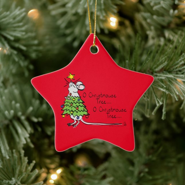 Ornement En Céramique Drôle Noël mignon Souris Arbre Cartoon (Arbre)