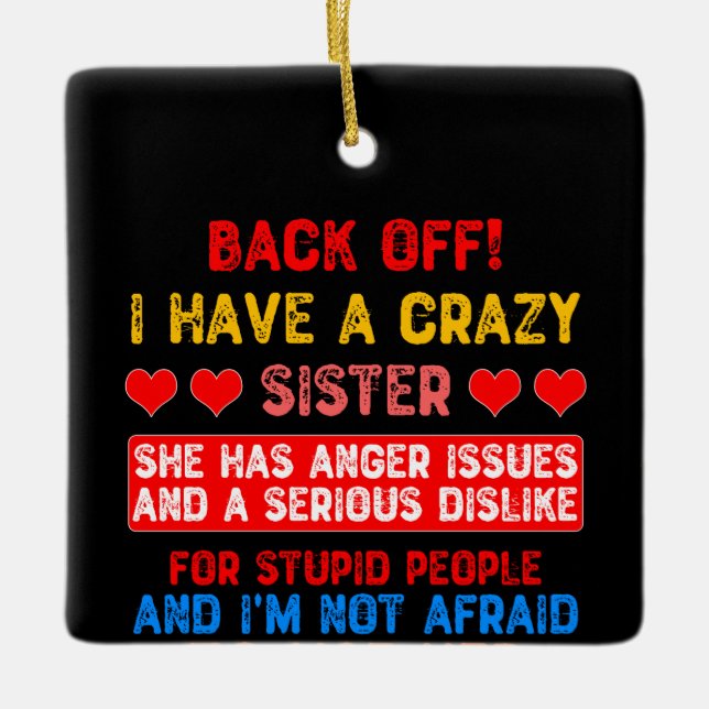 Ornement En Céramique Drôle Soeur Dit (Devant)