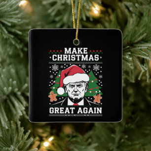 Ornement En Céramique Drôle Trump 2024 Faire Noël Grande Encore